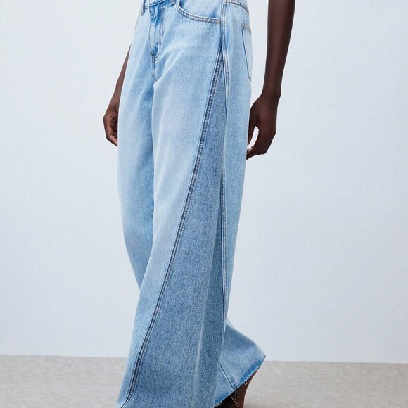 Light Wash Casual Women's Wide Leg Low Rise Jeans - Picture 6 of 6